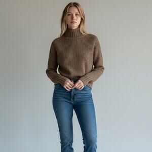 Hippie Rose Chunky Knit Turtleneck Sweater NWT Women's Sz S Portobella Cropped